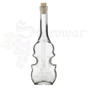 Butelka Szklana Zdobiona Karafka SKRZYPCE 500ML z Korkiem 21mm