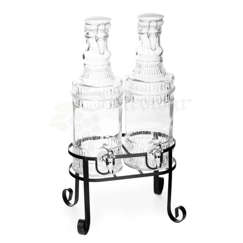 ZESTAW DWÓCH BUTELEK 2L Z KRANEM NA STOJAKU 2X2L.jpg