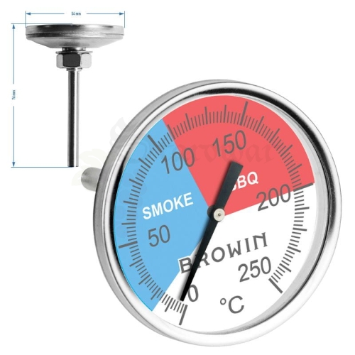 Termometr do Wędzarni 0-250°C Tarczowy 52 mm